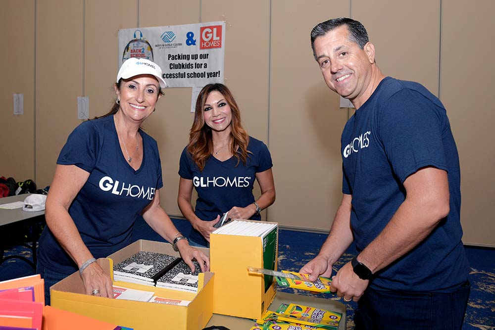 GL Homes at backpack giveaway