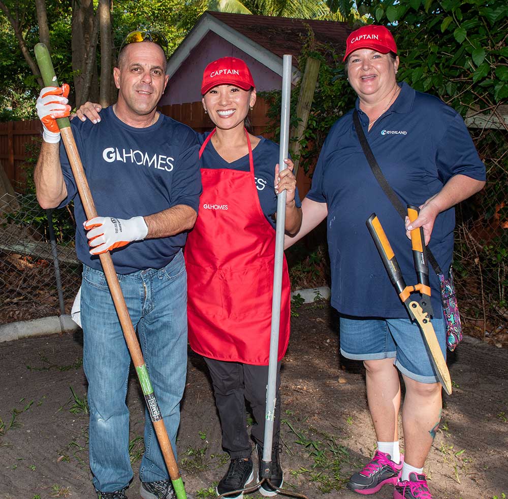 GL Homes volunteers cleaning up a home in Delray Beach, Florida.