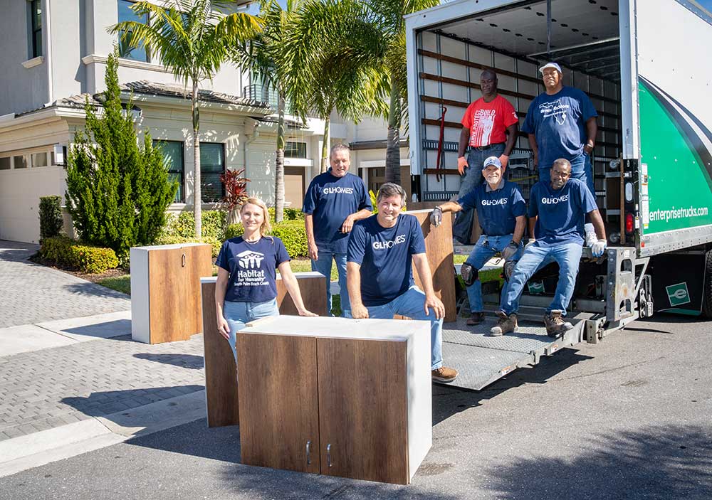 The GL Homes team donating furniture to Habitat for Humanity of Greater Palm Beach County.