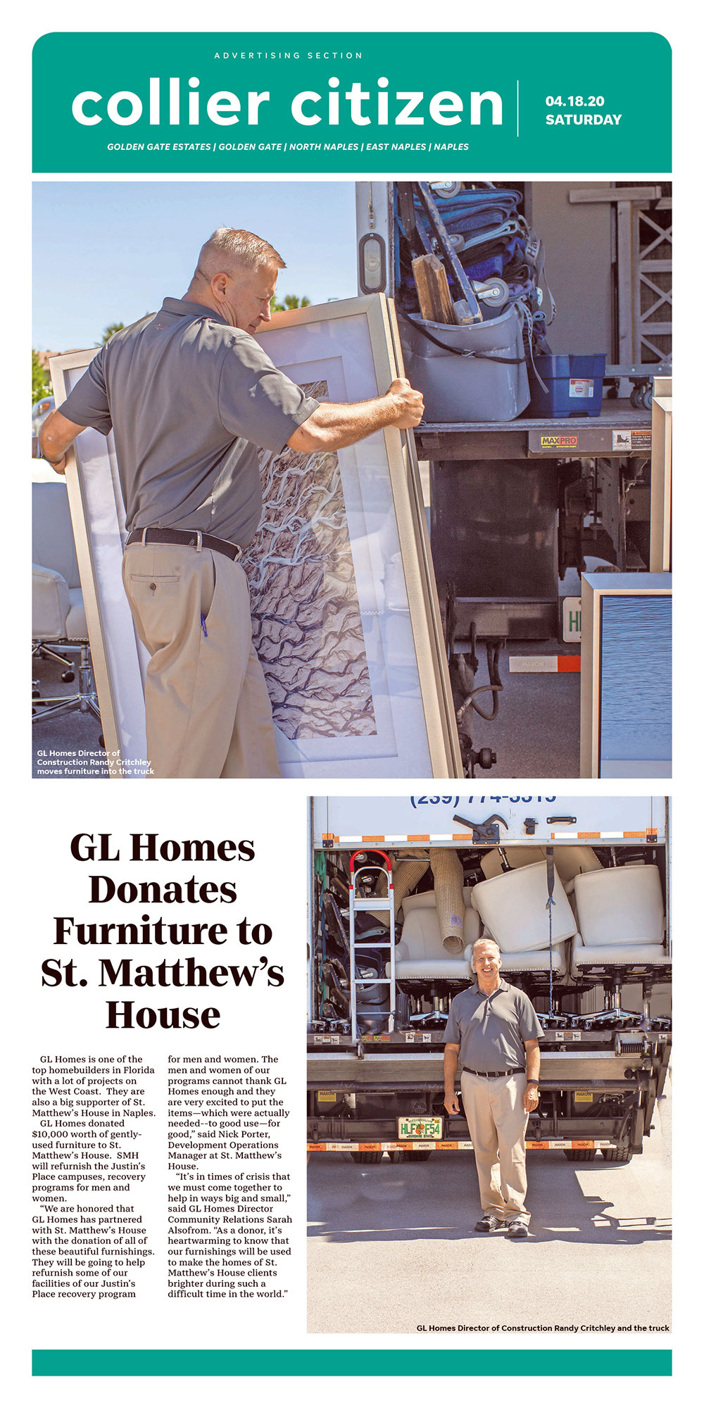 GL Homes Donates Furniture to SMH