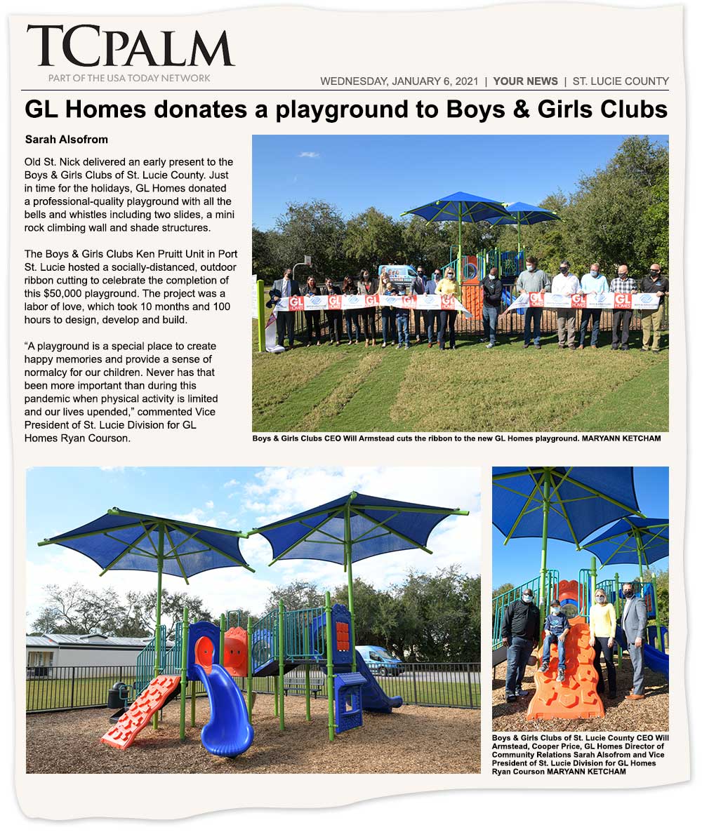 TC Palm news article on new playground