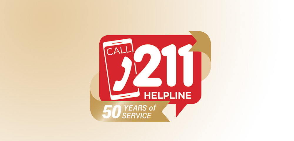211 Helpline 50 years of service logo