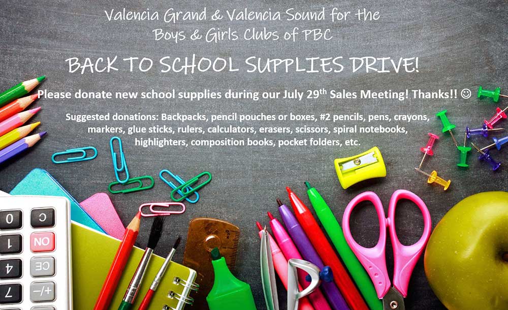 Back to School Supplies Drive for Boys & Girls Clubs of Palm Beach County.