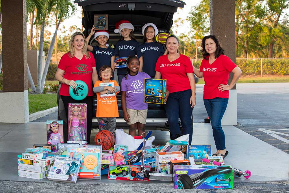 GL Homes collects toys and gifts for Boys & Girls Clubs of Lee County Holiday Gift Drive.